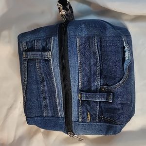 Upcycled denim cosmetic bag